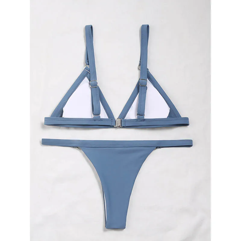 

Rivertrip Push Up Bikinis Solid Women's Swimsuit 2021 Ring Swimwear Women Brazilian Bathing Suits Sexy Biquini Summer New