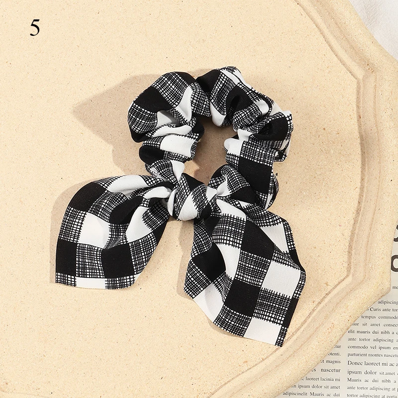 

Fashion Bows Knotted Scrunchies Ponytail Hair Accessories for Women Floral Print Elastic Hair Bands Rabbit Ears Satin Hair Tie