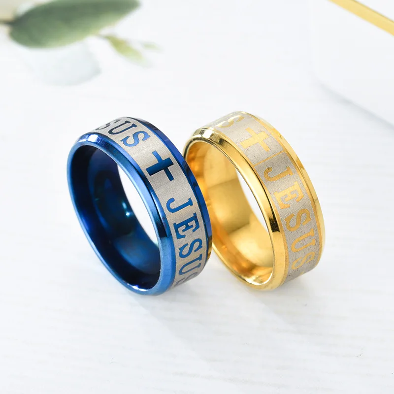 

GIOIO Religious Style Titanium Steel Letter Ring Stainless Steel Letter Unisex Ring
