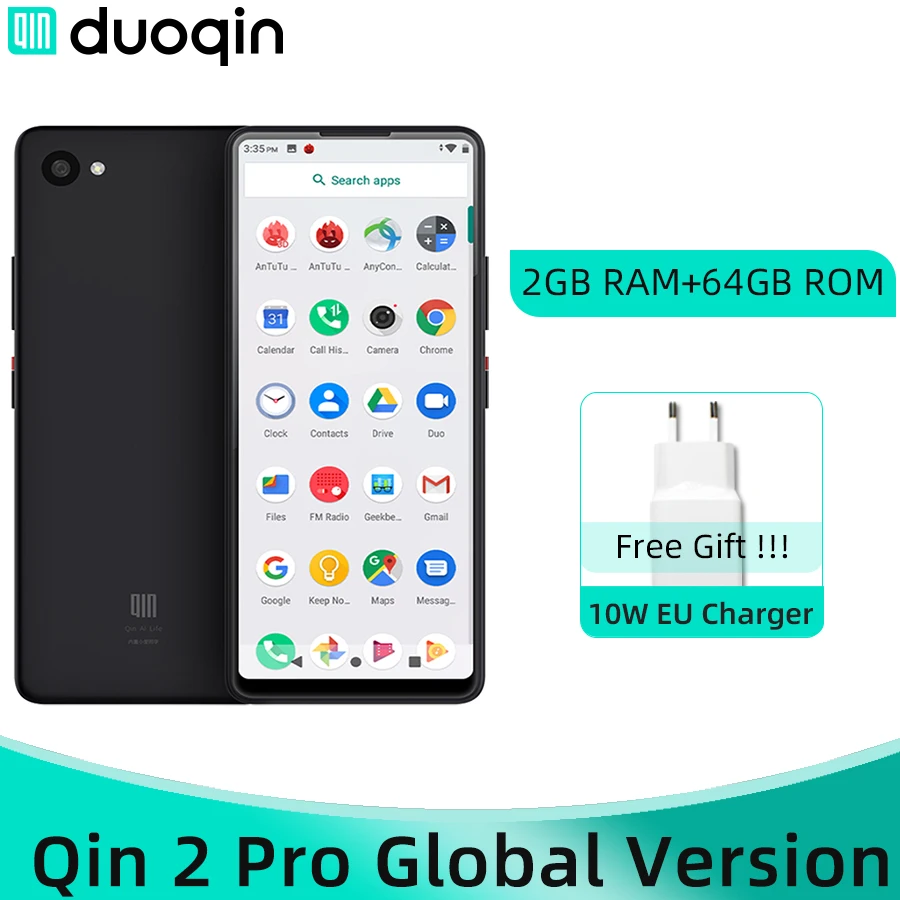 QIN-tel&eacute;fono inteligente 2 Pro versi&oacute;n Global, Smartphone con 2GB y 64GB, Pantalla Completa de 5,5 pulgadas, 576x1440P, c&aacute;mara trasera de 13MP, bater&iacute;a de 2100mAh, Android 9-0