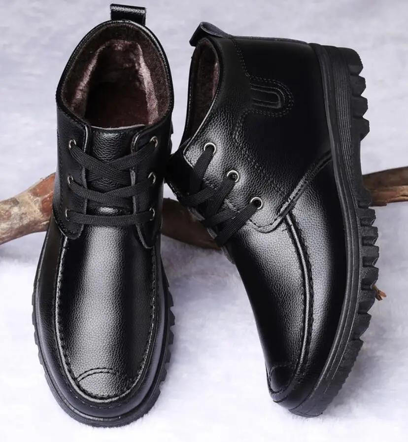 Ботинки Челси мужские зимние черные из спилка с Плюшевым Мехом | Обувь