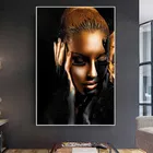 Картина на холсте с изображением Женщины обнаженной Африканской черно-золотой расцветки, постеры, скандинавские настенные картины, Декор для дома