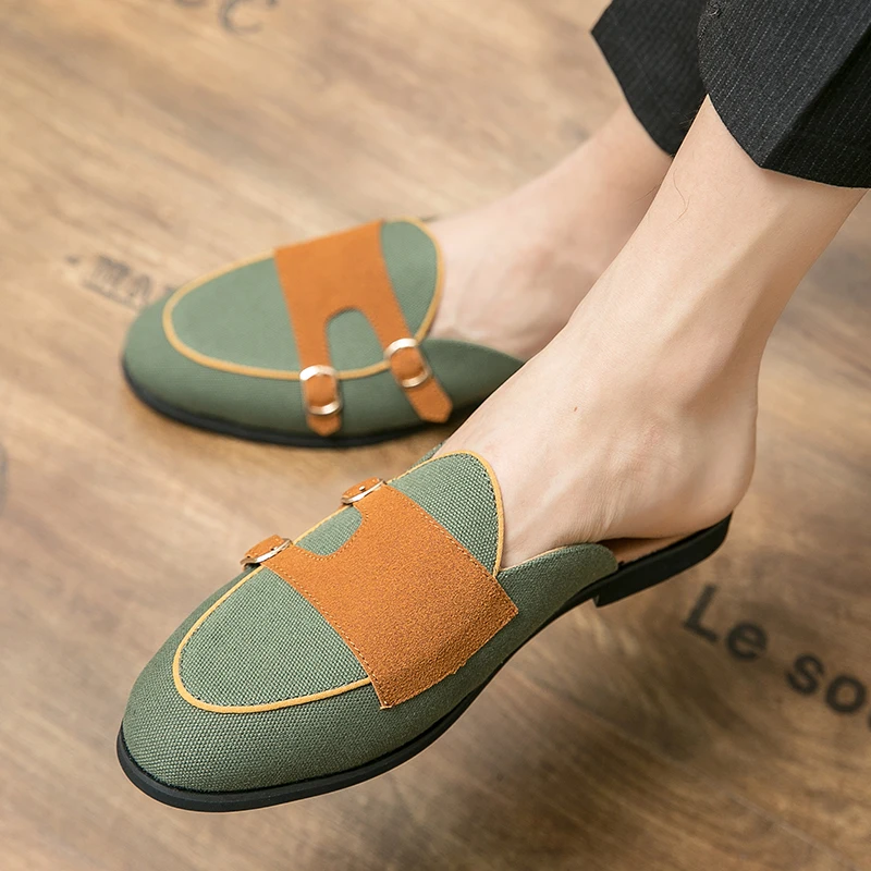 Casual Leather Moccasins Mens Mules Beach Half Shoes for Men Slip-on Slippers Big Size 47 Loafers Outdoor Driving Flats | Обувь
