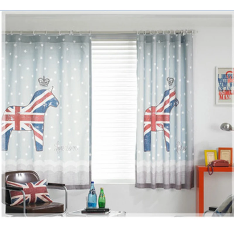 Хлопковые занавески с принтом шторы от солнца в английском стиле короной и