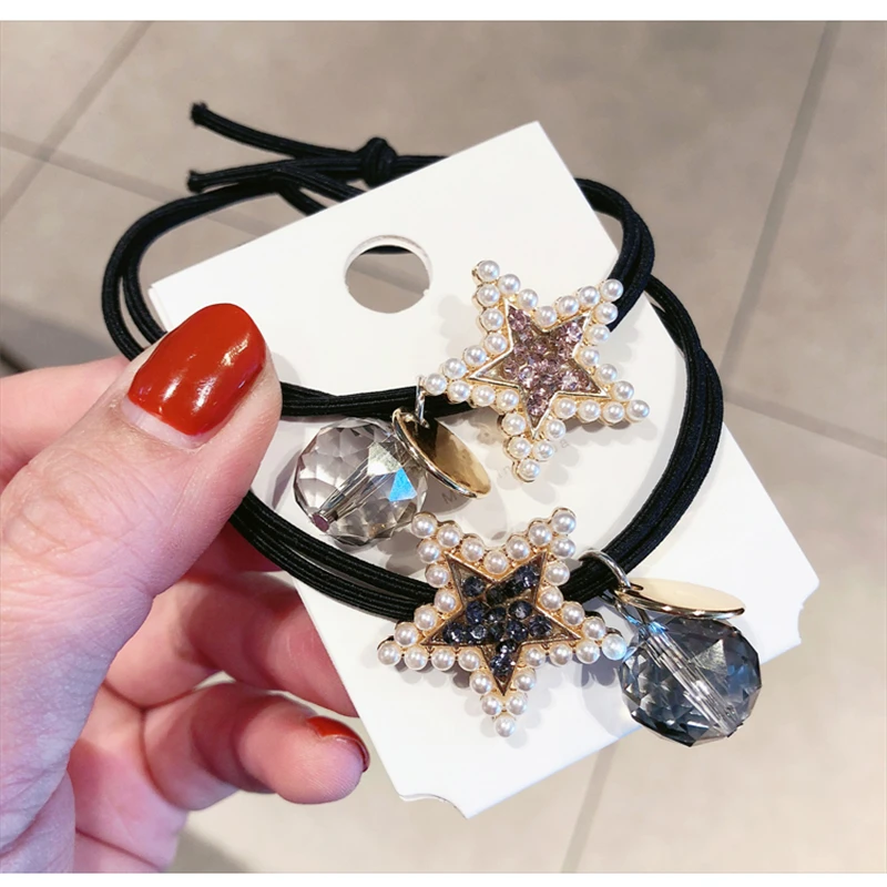 M MISM звезда кристаллический шар конский хвост держатель жемчужная резинка для