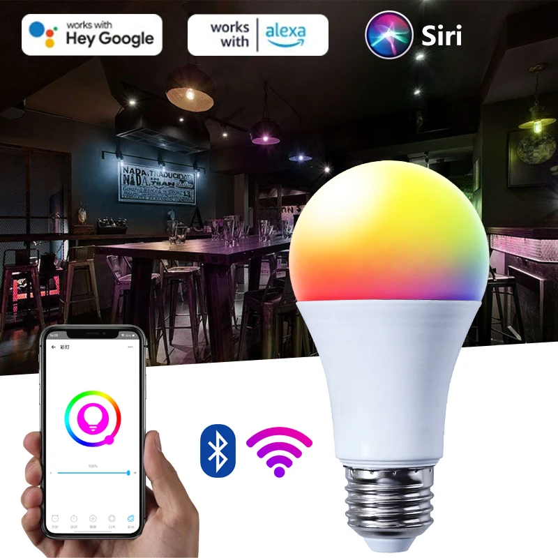 Умная Светодиодная лампа E27 RGB 2 4 ГГц Wi-Fi Bluetooth | Светодиодные лампочки и трубки