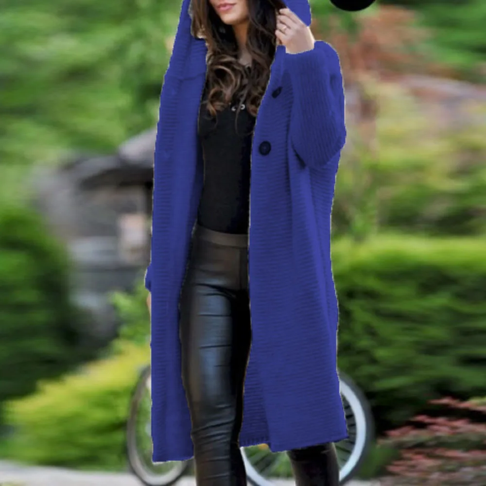 11 Colors Warm Knitted Long Cardigan Women Hooded Sweater Coat Autumn Winter Knitting Big Size 5XL Casual Knittwear |