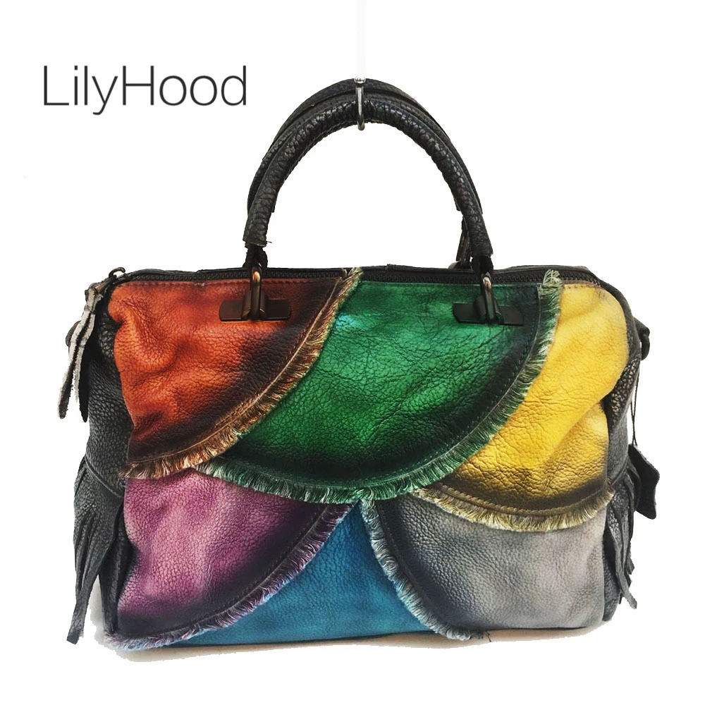 Женская сумка мессенджер из натуральной кожи с бахромой|Сумки ручками| |