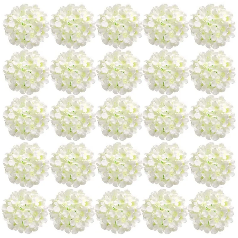

25Pcs Artificial Hydrangeas Flower Heads for Wedding Bridal Bouquets Party Decor Floral Arrangements Centerpiece