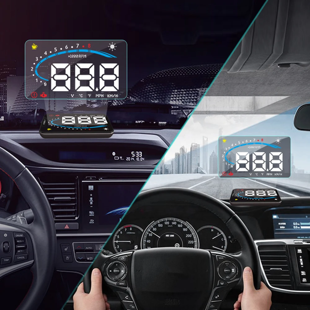 

Car Head Up Display 3.5 Inch Projector Glass Vehicle Auto DigitalCar Driving Data Display Speed RPM Water Temperature Mirror HUD
