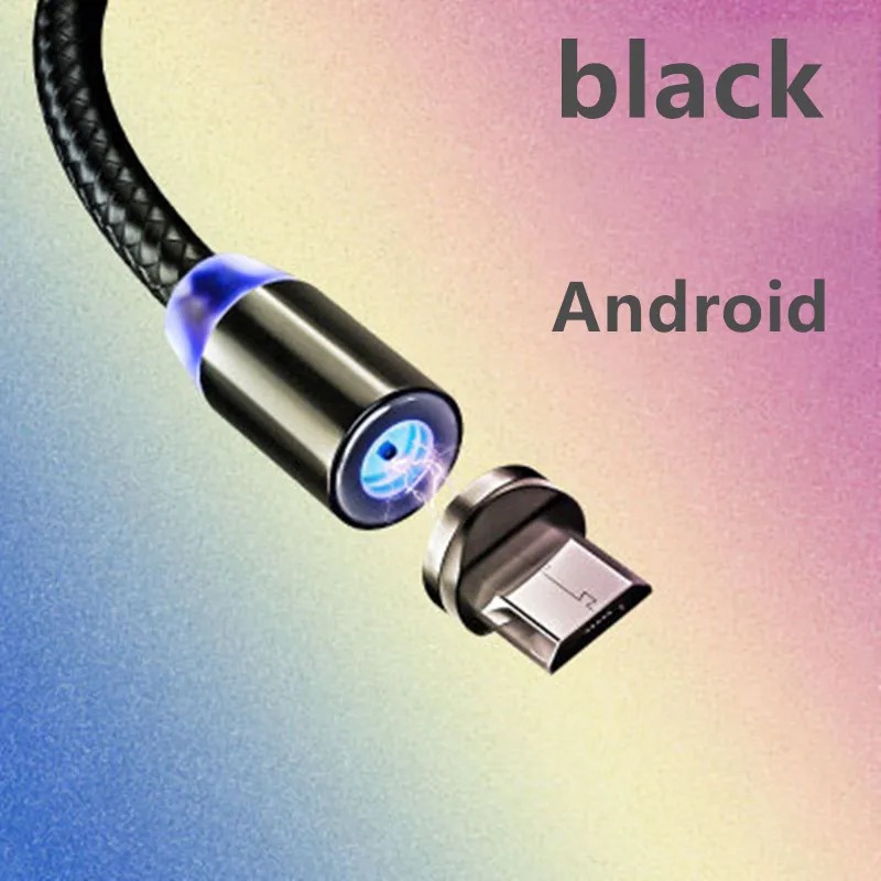black Android Магнитный кабель USB для быстрой зарядки кабель usb type C Магнитный кабель для зарядки данных Micro USB кабель для мобильного телефона USB шнур - Цвет: black Android