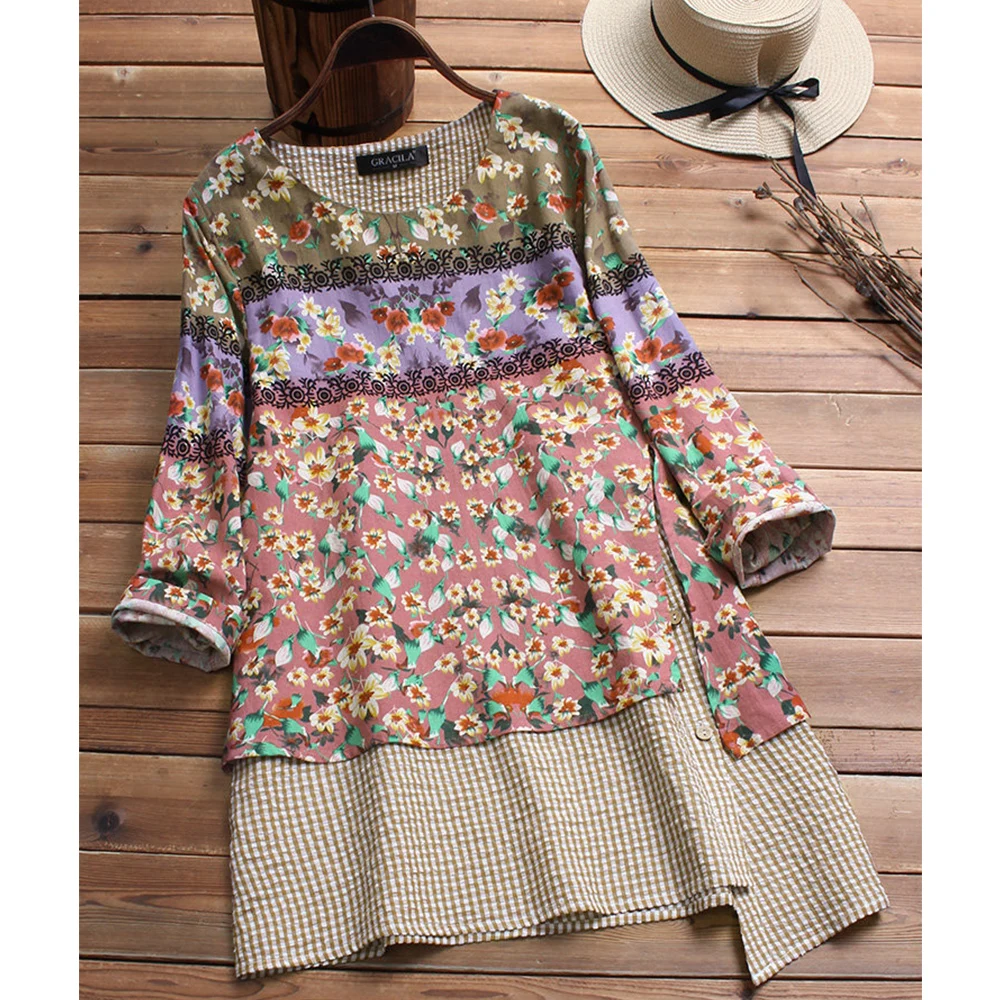 Новинка 2019 женская льняная блузка в стиле ретро асимметричные топы летние