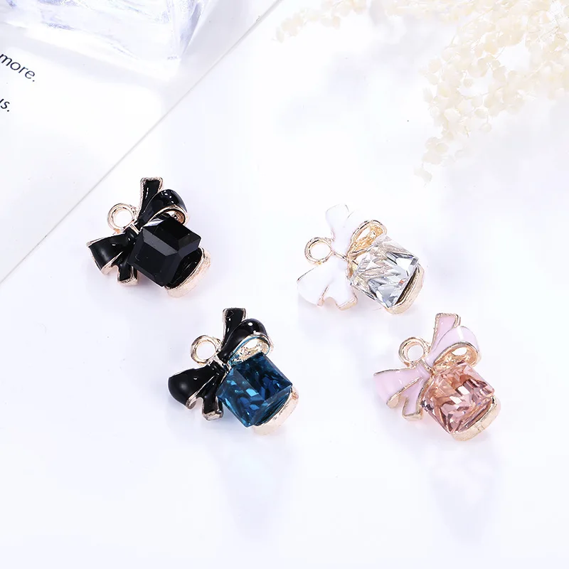 10 шт./лот квадратные стеклянные эмалевые подвески в форме банта капли масла