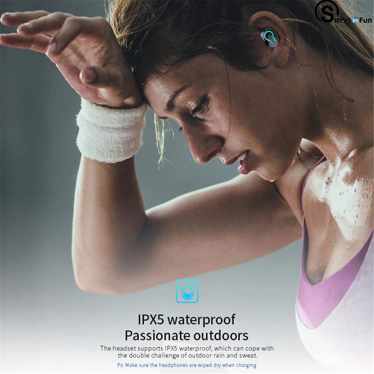 

Sports Wireless Bluetooth Earbuds Handsfree in Ear Charging Box and Microphone For iPhone Xiaomi