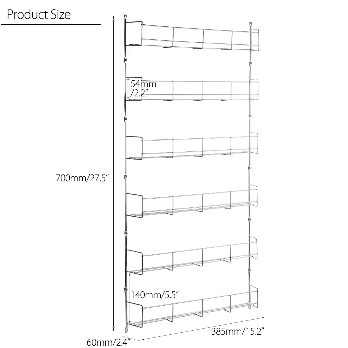 

6 Layers Tier Spice Seasoning Kitchen Rack Cabinet Shelf Door Organizer Wall Mount Holder Storage Shelf Pantry Space Saver Racks