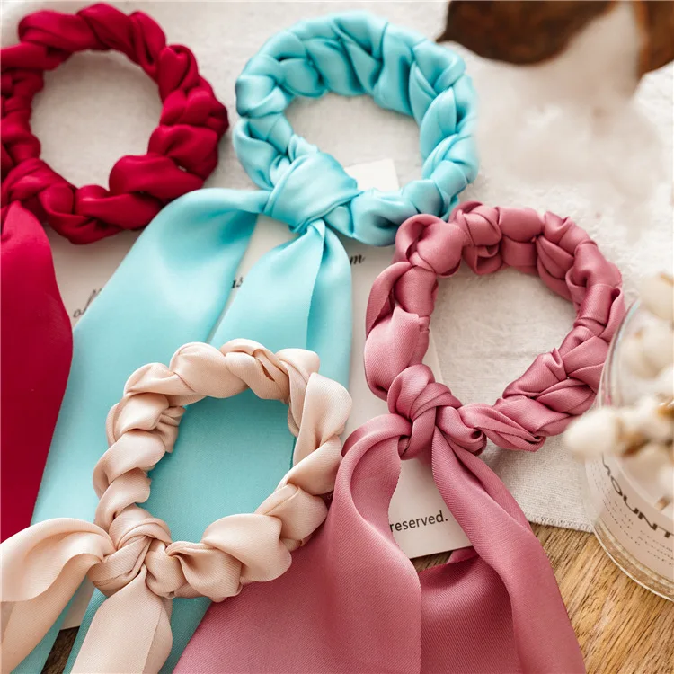 New Women Ponytail Long Elastic Hair Band Streamers Scrunchies Ties Bow Ribbon Rope Ring Fashion Accessories | Украшения и