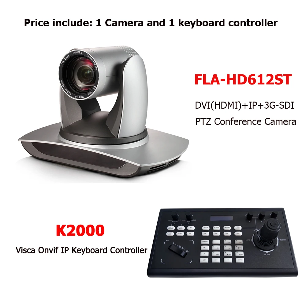 4 осевой джойстик Конференц контроллер клавиатуры плюс 12x широкоугольный DVI 3G SDI IP