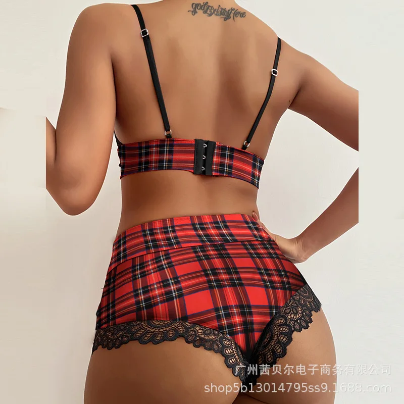 

Mandylandy Women Erotic Lingerie Set Lady Sexy Lace Patchwork Strap Bra + Brief 2 Pcs Set Female Underwear Sleepwear Nightwear