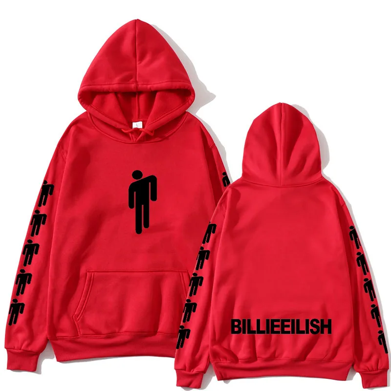 red Billie Eilish Mode Gedrukt толстовки Vrouwen/Mannen Lange Mouwen худи Горячие koop повседневные трендовые уличные толстовки - Цвет: red