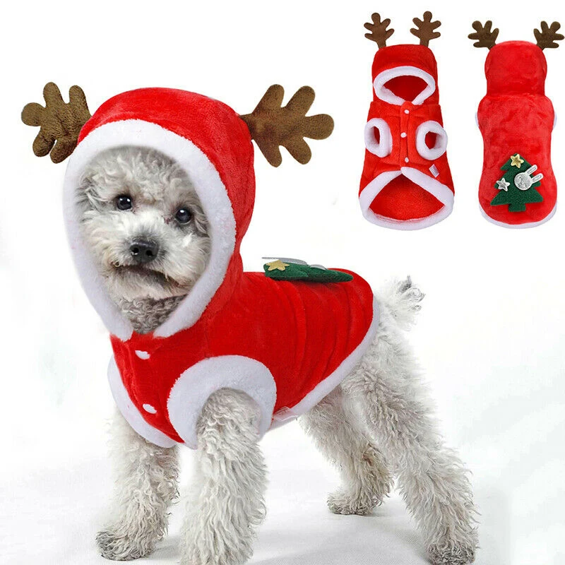 

Pet Christmas Vest Dog Puppy Hoodie Sweater Warm Pet Cat Costume Coat Apparel BJStore