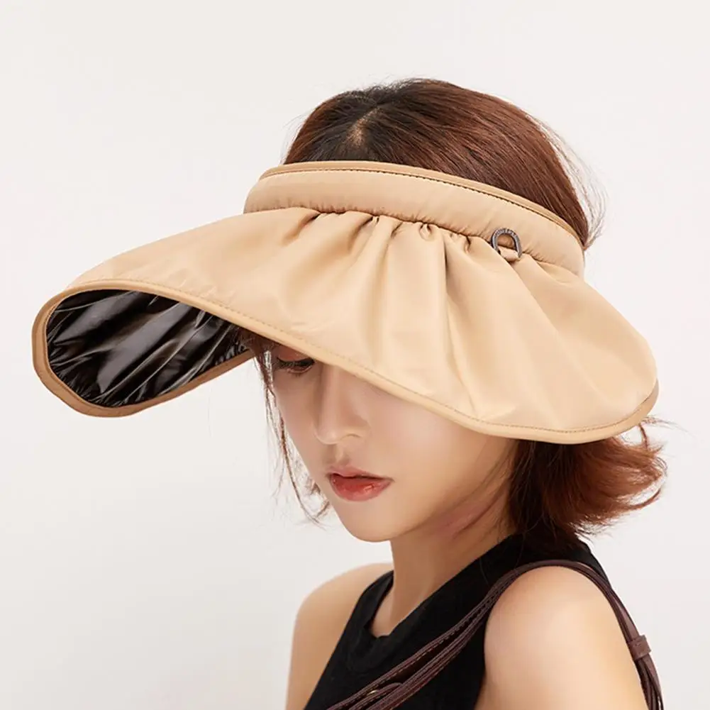 

Summer Women Anti-UV Foldable Sun Visor Cap Wide Brim Topless Outdoor Sport Hat