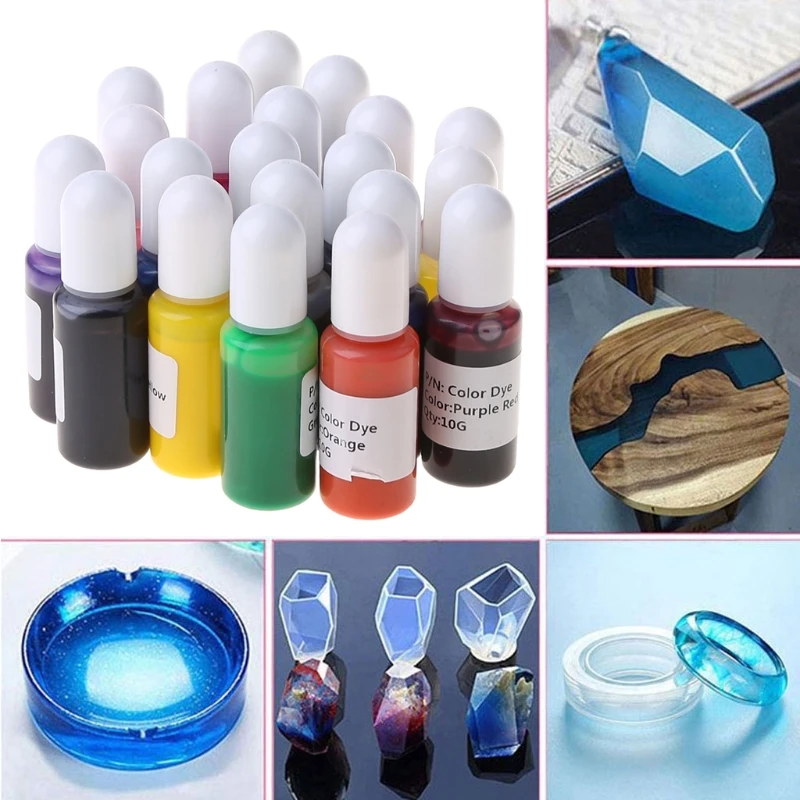 

LXAE 20 Colors Resin Dye Liquid Epoxy Resin Pigment Kit Non Toxic Resin Colorant for Resin Coloring Jewelry DIY Crafts Making