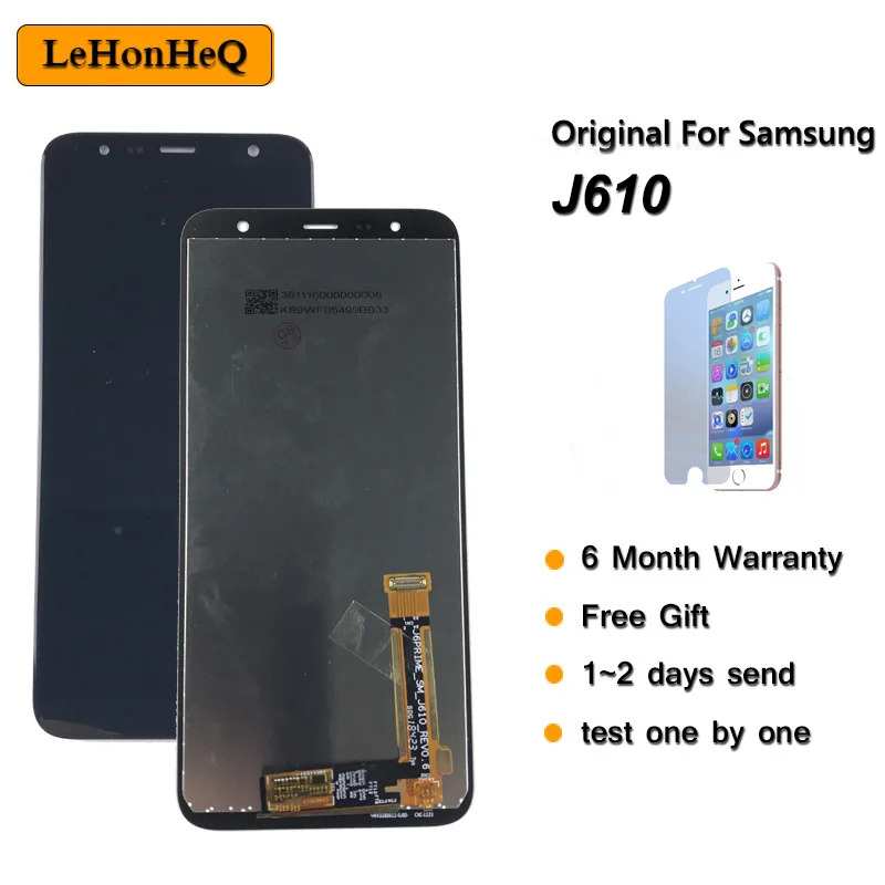 Super AMOLED для Samsung Galaxy J6 + 2018 J610 ЖК дисплей с сенсорным экраном в сборе plus J610FN