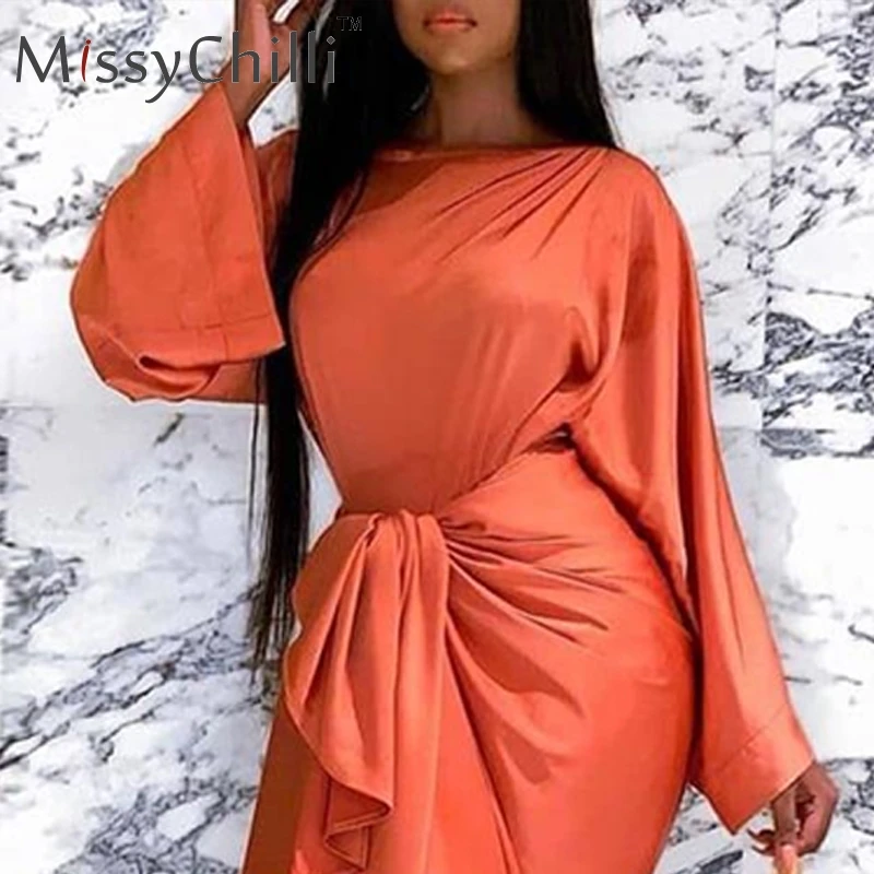 MissyChilli с расклешенными рукавами длинный широкий шарф платье женское зимнее миди