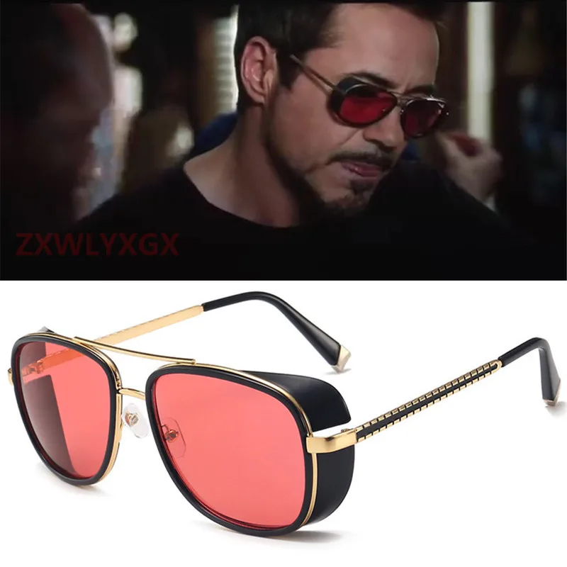 Железный человек 3 Мстители Tony Stark Солнцезащитные очки Мужские брендовые дизайнерские Rossi Покрытие Ретро Винтажные Солнцезащитные очки Oculos Masculino Gafas