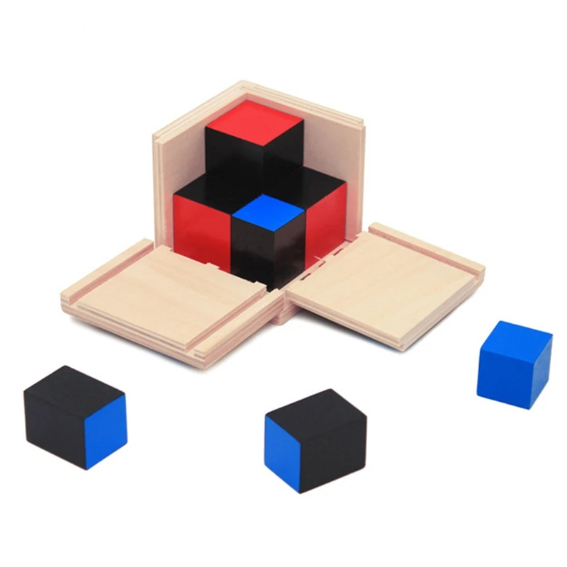 1Set Kid Montessori Early Learning Algebra Mathematics Binomial Cube Set Wooden Toy