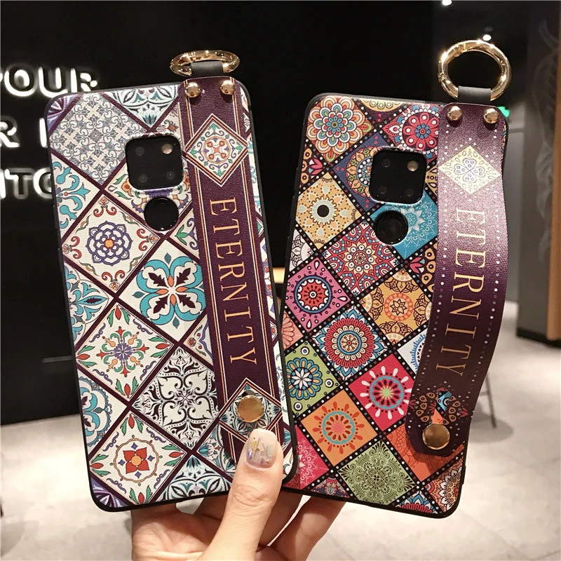 LOVECOM ретро цветочный ремешок чехол для телефона для huawei P20 Lite P30 Lite mate 20 мягкий цветочный корпус держатель телефона задняя крышка