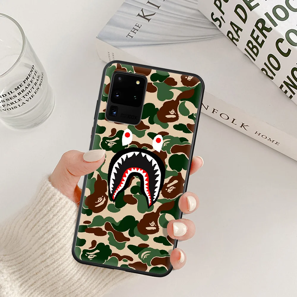 

Japan bape fashion luxury brand Phone Case For Samsung Galaxy Note S 8 9 10 20 Plus E Lite Uitra black Hoesjes Tpu Coque Fashion