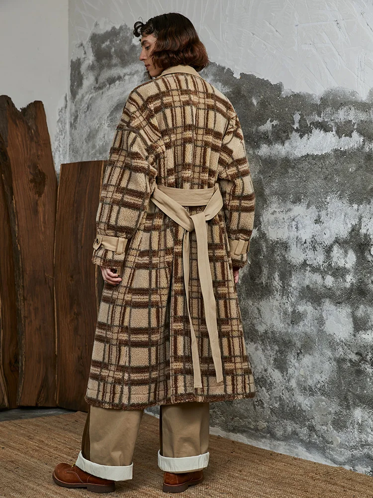 IRINACH51 Fall Winter 2019 New Collection long plaid berber fleece wool coat women | Женская одежда