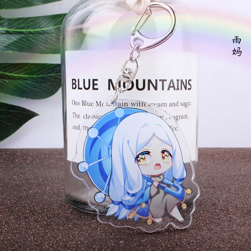 

Cartoon Acrylic Keyring Double Layer Sandwich Pendant Light Meet Bow White Bird Princess Head Key Chain Comic-Con Keychians