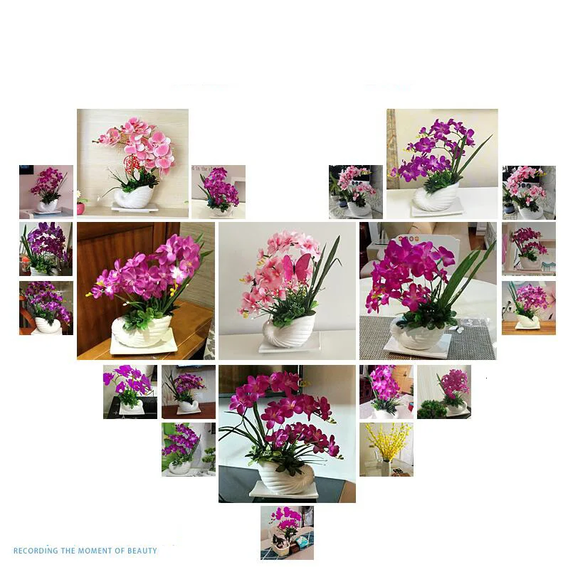 

Modern Ceramic Vase + Artificial Flower Phalaenopsis Braided Handicraft Office Fake Coffee Shop Table