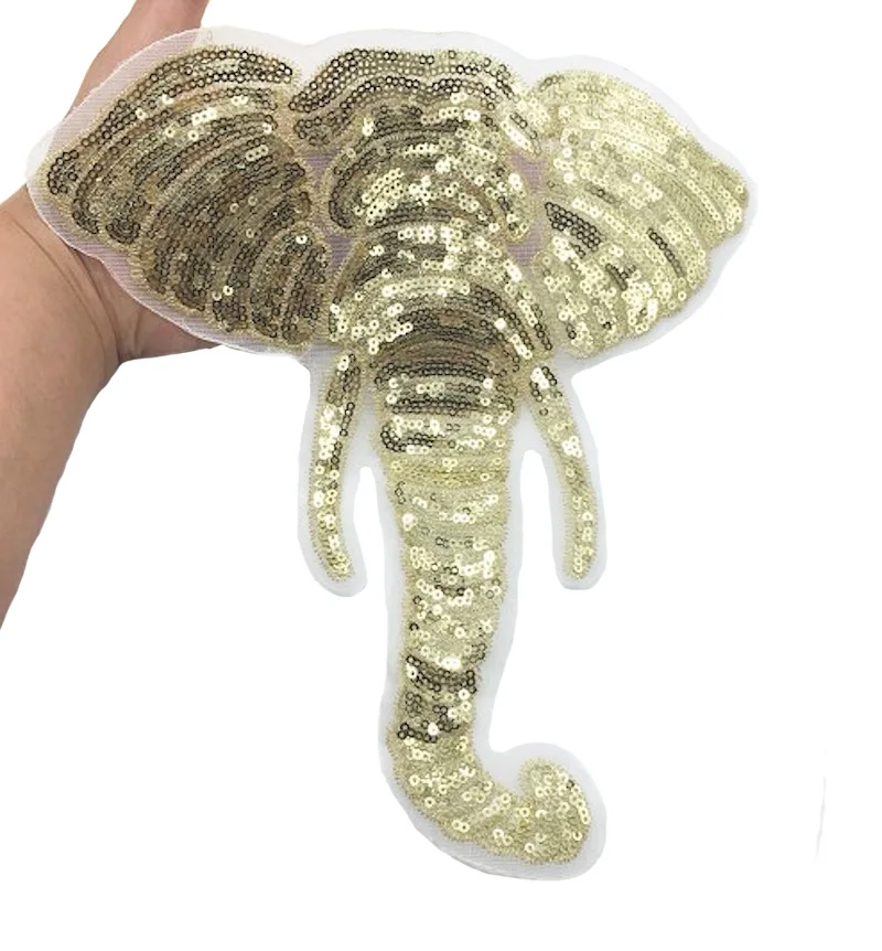 1 шт. золотые блестки слон Кружева Патчи Швейные на кружевные нашивки аппликации
