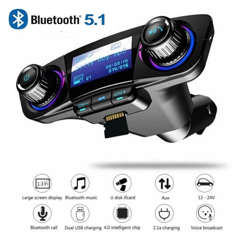 Новый стиль Bluetooth 5 1 умное автомобильное зарядное устройство MP3-плеер