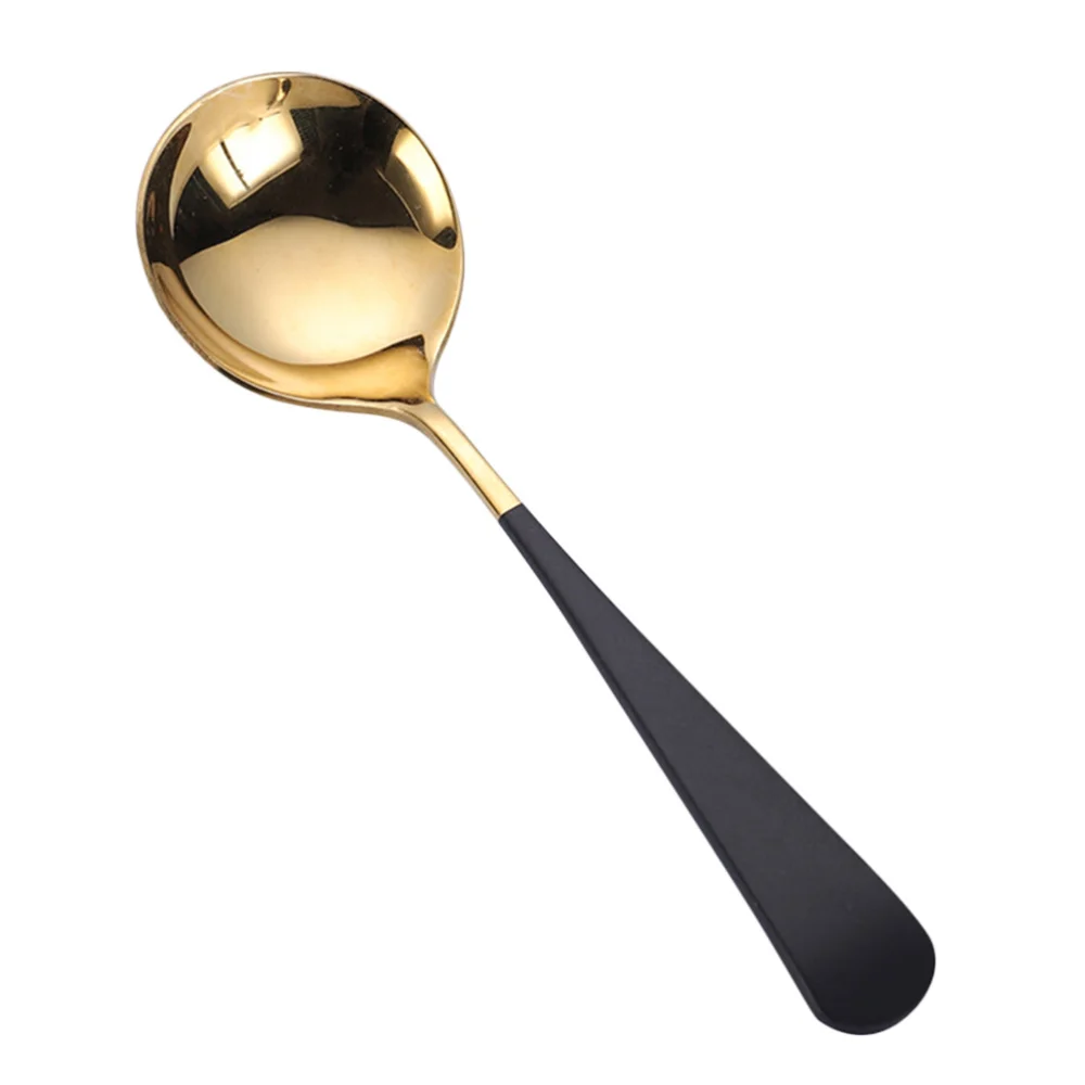 

3pcs Silver 304 Stainless Steel Spoon Fashion Dessert Serving Spoon Tableware Round Spoon for Home Restaurant