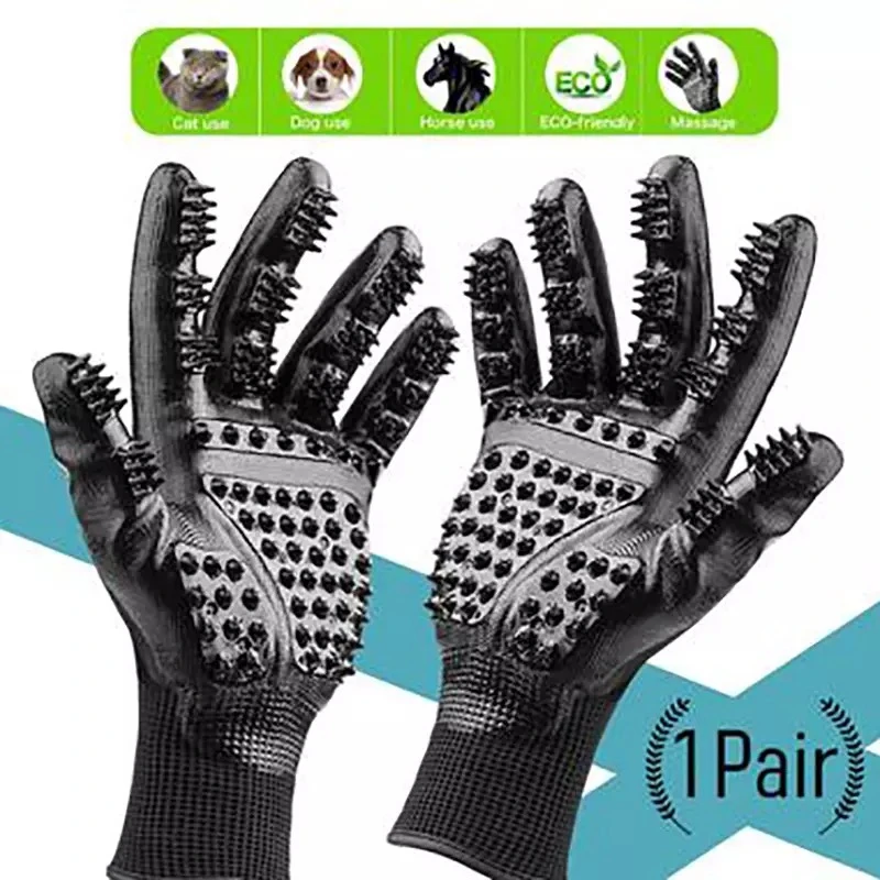 

1Pair Cat Grooming Glove For Dogs Soft Rubber Pet Hair Remover Horse Cat Shedding Bathing Massage Brush Clean Comb for Animals