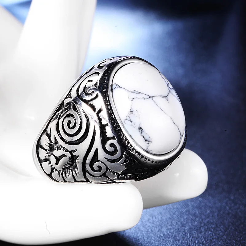 Винтажное коричневое/искусственное кольцо для мужчин в стиле панк-рок 316L |