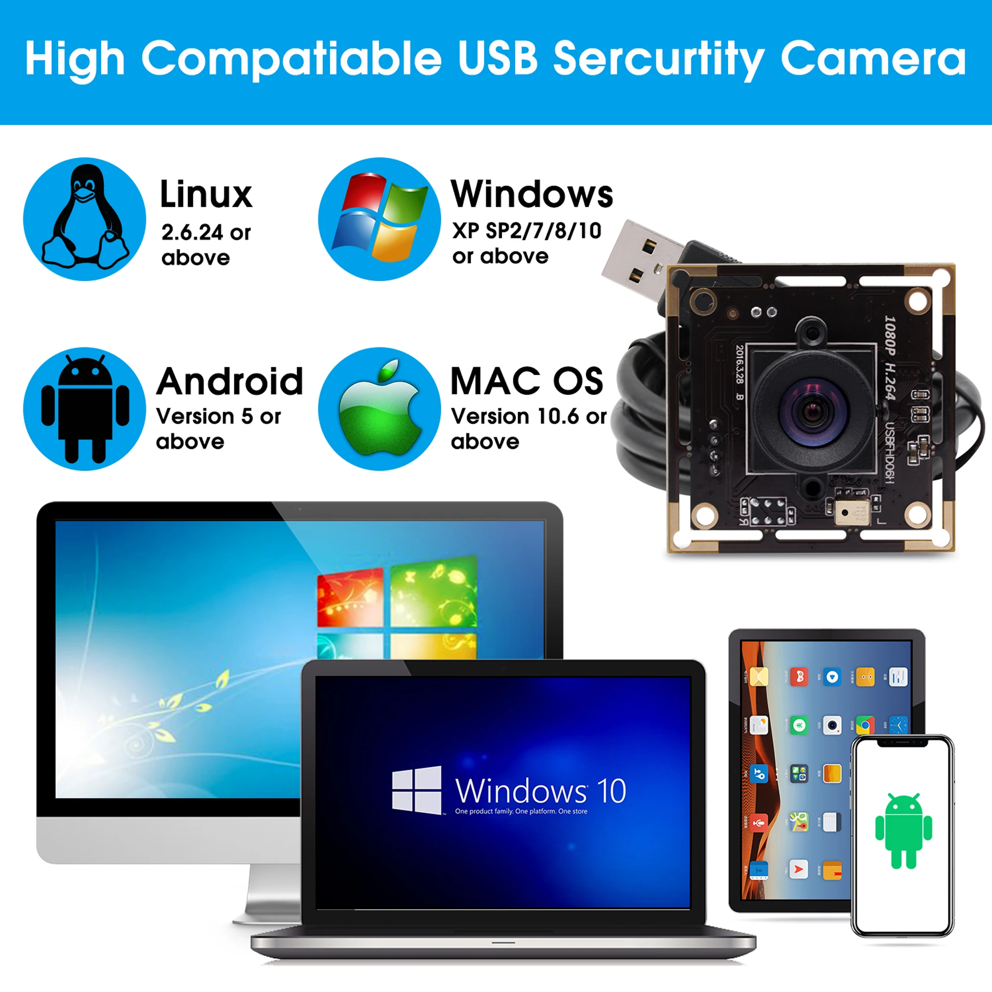 Модуль камеры видеонаблюдения H.264 30fps 2 0 МП печатная плата Sony IMX322 USB-камера для