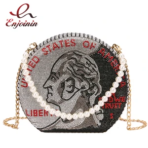 Роскошная вечерняя вечерние со стразами и монетницей, клатч, сумка, кошельки и сумочки для женщин, вечерняя сумка с жемчужной ручкой, сумка на плечо с цепочкой