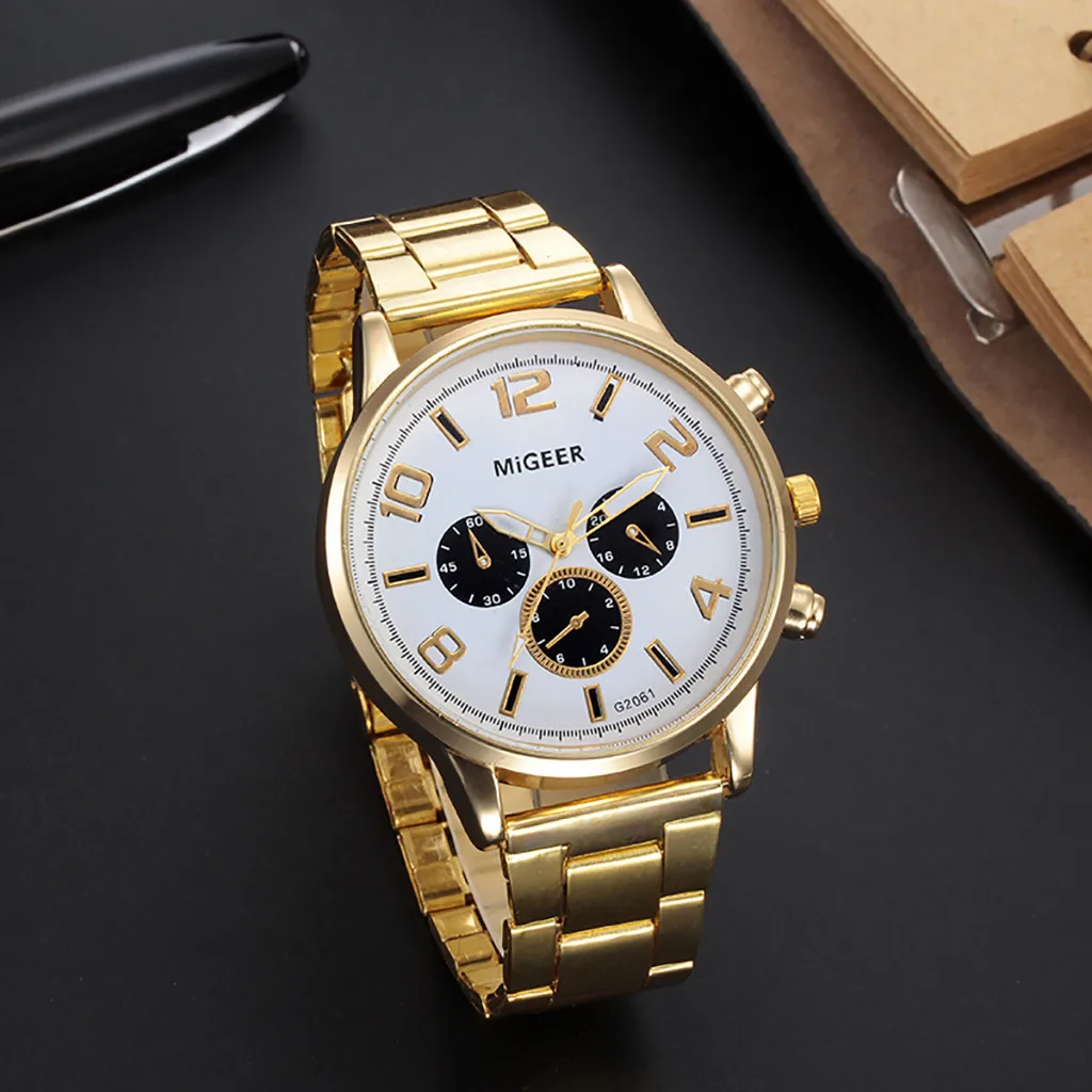 Женские модные Часы отоки золотые мужские наручные из нержавеющей стали