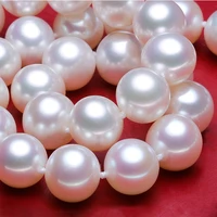 luster luxury natural 17 10-11mm white pearls necklace magnet 925 silver clasp