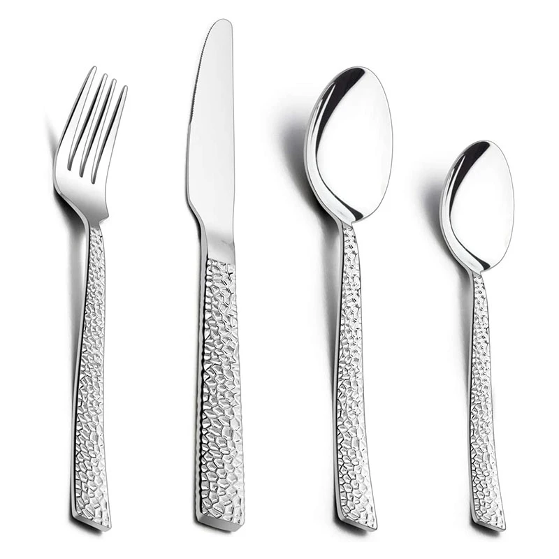 24 комплект столовых приборов молотый квадратный край нож вилка ложка столовые