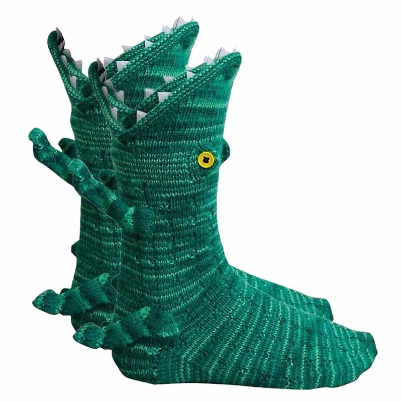 

Christmas Gift Shark Fish Chameleon Crocodile Knit Socks Cute Unisex Novelty Winter Warm Floor Sock for Kids Children Girls