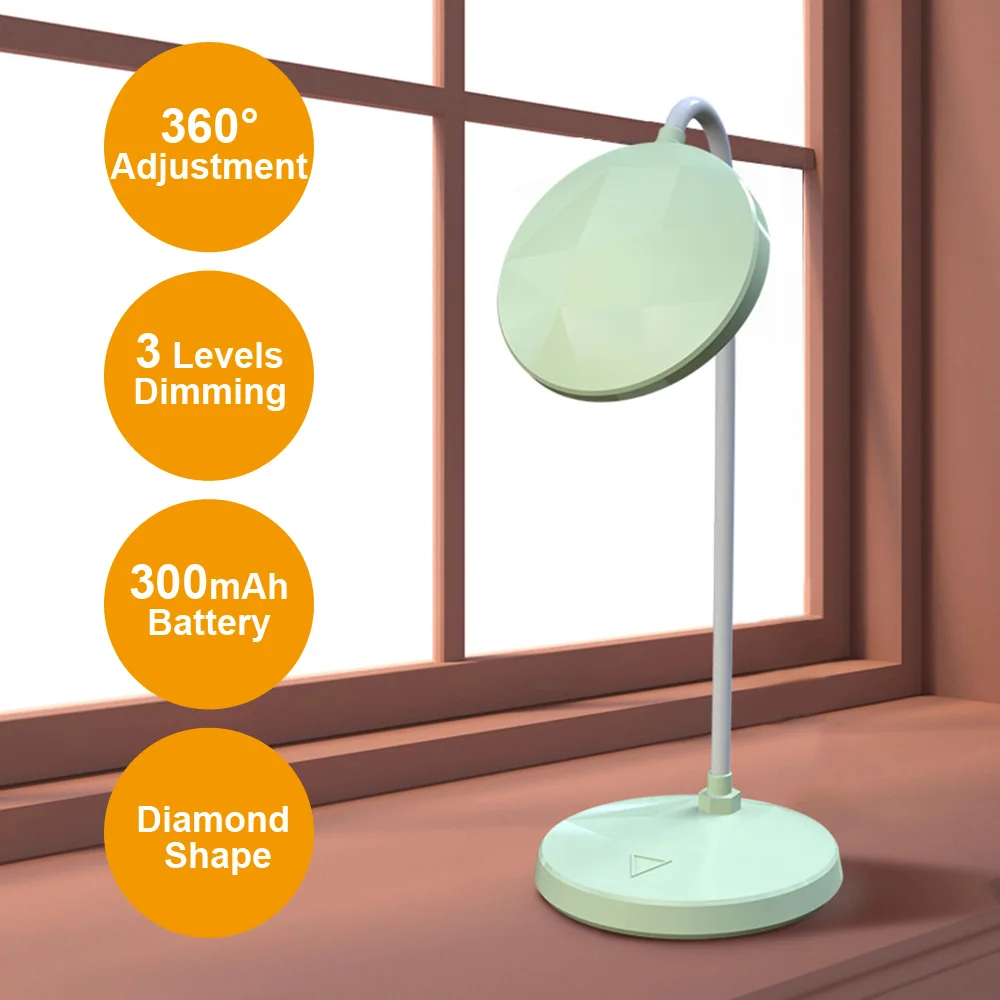 Перезаряжаемая светодиодсветодиодный настольная лампа в форме алмаза