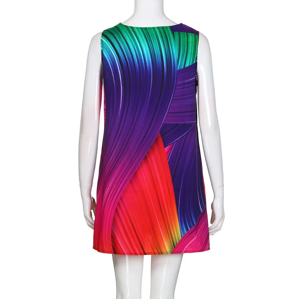 Радужное платье для женщин красочное Психоделическое в стиле бохо Корейском с