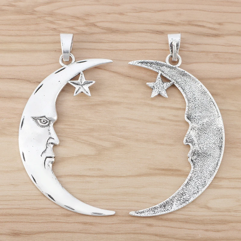 2 шт. Серебряный Цвет большой человек в полумесяц & кулон Подвеска со звездой для
