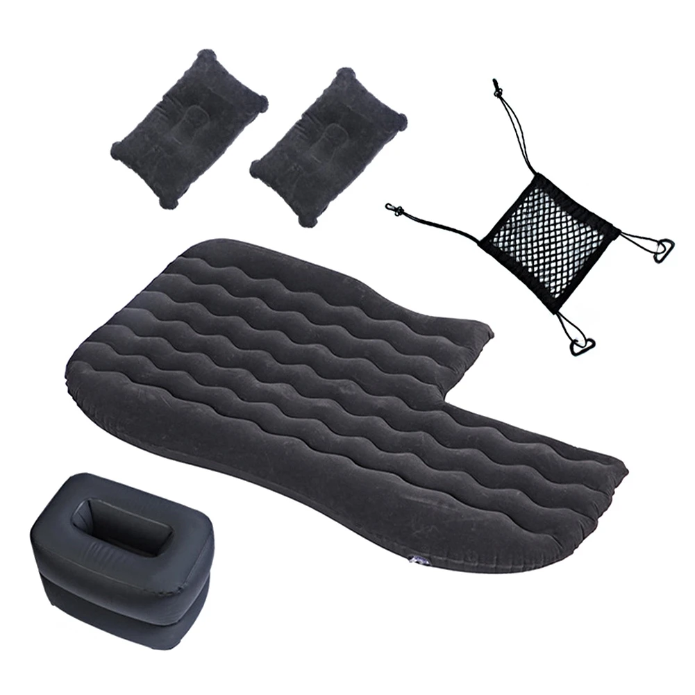 

Seat/Lying Air Bed Cushion + Pillow + Inflator Pump Kit For SUV Car Travel Vacation Car Air Bed (Black)
